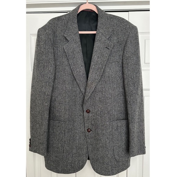 Yorkshire & Hill Other - Yorkshire Hill Men's‎ Herringbone Tweed Wool Blazer Jacket Classic Fit Grey 42L